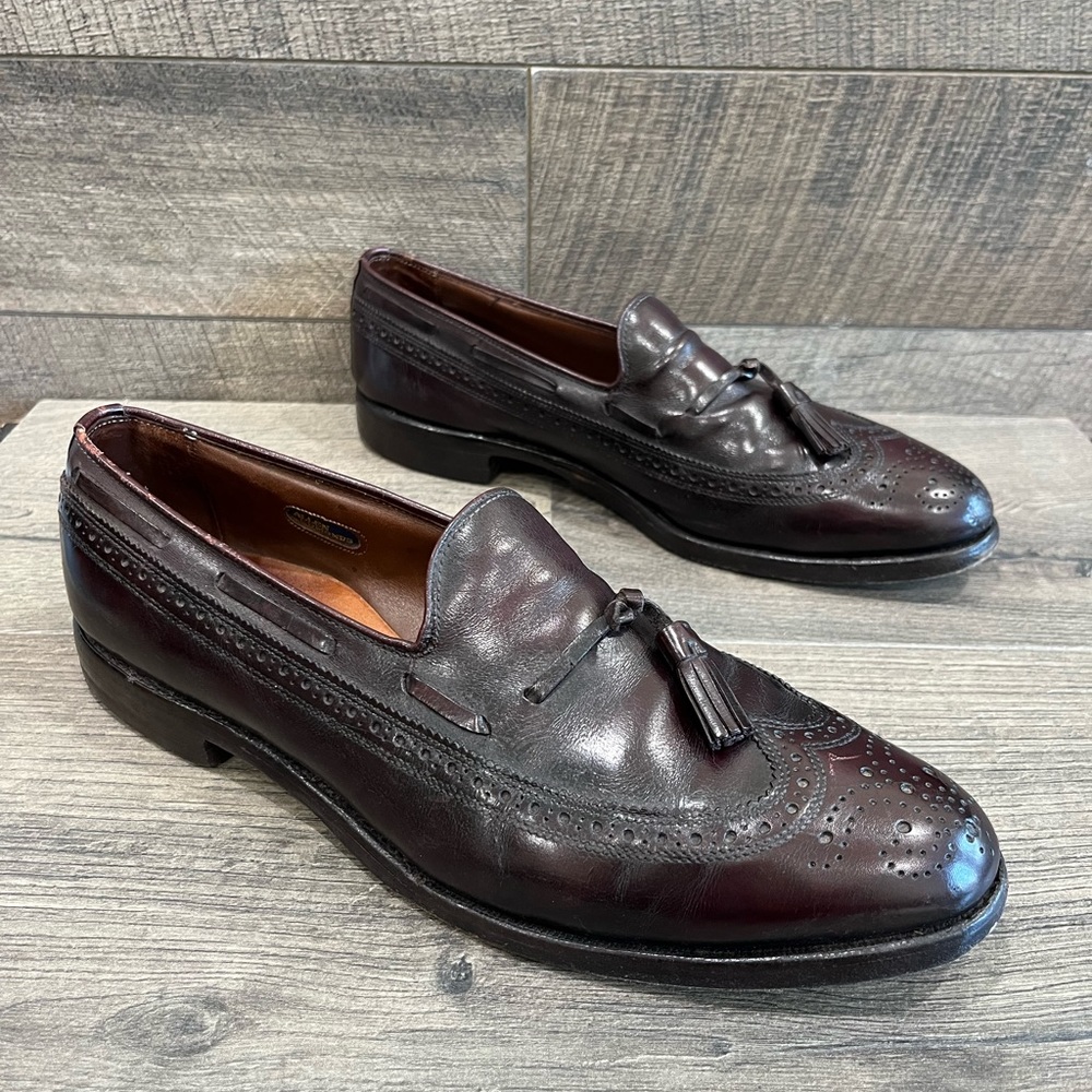 Allen Edmonds Manchester Burgundy Red Wing Tip Tassel Loafer 8577 Men Shoe 10.5